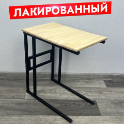 Стол прикроватный Loft с лакированной столешницей из массива сосны и черными металлическими ножками, 55x35x60 см 720-10015
