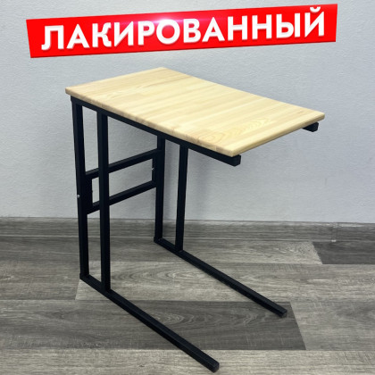 Стол прикроватный Loft с лакированной столешницей из массива сосны и черными металлическими ножками, 55x35x60 см 720-10015