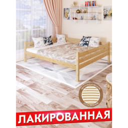Тахта двуспальная из массива сосны с ортопедическим основанием, 180х200 см (габариты 190х210), лакированная tahta180-200lak-orto