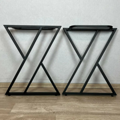 Ножки для стола в стиле Loft Z-образные, опоры для стола лофт 78,5х71 см, подстолья металлические регулируемые прочные, порошковая покраска, черного цвета, 2 шт. nogaX80black-2