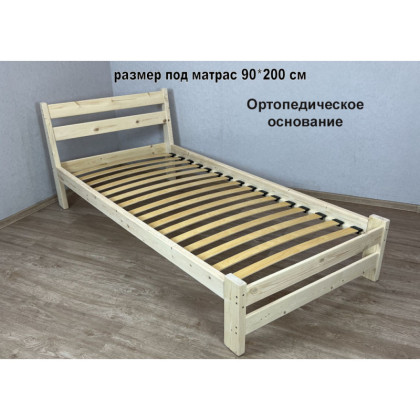 Кровать односпальная Мишка из массива сосны с ортопедическим основанием, без шлифовки и покрытия, 90х200 см 410-100018