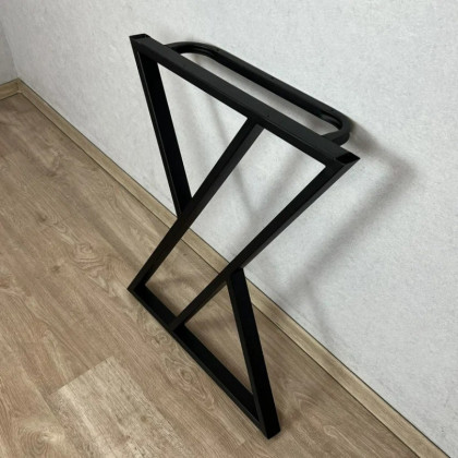 Ножка для стола в стиле Loft Z-образная, опора для стола лофт 58,5х71 см, подстолье металлическое регулируемое прочное, порошковая покраска, черного цвета nogaX60black