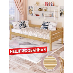 Тахта односпальная из массива сосны с реечным основанием, 100х160 см (габариты 110х170), без шлифовки и покраски tahta100-160net