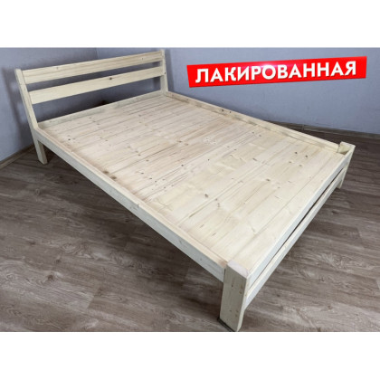 Кровать двуспальная Мишка усиленная из массива сосны со сплошным основанием, 190х150 см (габариты 200х160), лакированная 150mlak-190-full