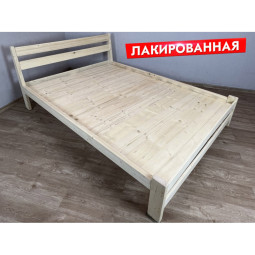 Кровать двуспальная Мишка усиленная из массива сосны со сплошным основанием, 190х140 см (габариты 200х150), лакированная 140mlak-190-full