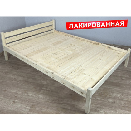Кровать двуспальная Классика из массива сосны со сплошным основанием, 200х180 см (габариты 210х190), лакированная 180kllak-full