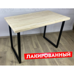 Стол кухонный Loft с лакированной столешницей из массива сосны 40 мм и черными металлическими ножками, 110х80х75 см 700-10458