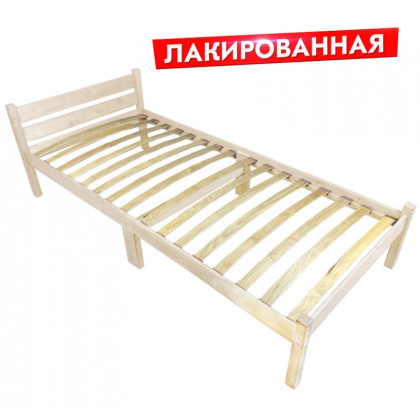 Кровать односпальная Классика Компакт сосновая с ортопедическим основанием, лакированная, 190х90 см ortokompakt90lak-190