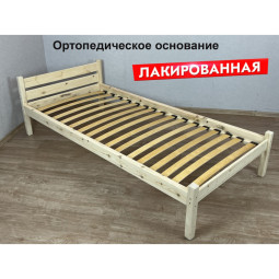 Кровать односпальная Классика из массива сосны с ортопедическим основанием, лакированная, 80х190 см 401-10011-190