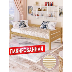 Тахта односпальная из массива сосны с ортопедическим основанием, 80х200 см (габариты 90х210), лакированная tahta80-200lak-orto