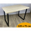 Стол кухонный Loft из массива сосны без шлифовки и покраски, 120х75х75 см, с черными металлическими ножками 700-10203