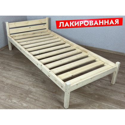 Кровать односпальная Классика из массива сосны с реечным основанием, 200х100 см (габариты 210х110), лакированная 100kllak