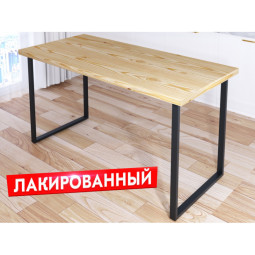 Стол кухонный Loft с лакированной столешницей из массива сосны 40 мм и черными металлическими ножками, 130х60х75 см 700-10241