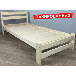 Кровать односпальная Мишка усиленная из массива сосны со сплошным основанием, 190х90 см (габариты 200х100), лакированная 90mlak-190-full
