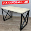 Стол кухонный Loft с лакированной столешницей из массива сосны 40 мм и черными металлическими крестообразными ножками, 70х60х75 см 702-10421