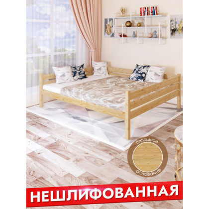 Тахта двуспальная из массива сосны со сплошным основанием, 140х170 см (габариты 150х180), без шлифовки и покраски tahta140-170net-full