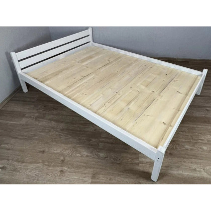 Кровать двуспальная Классика из массива сосны со сплошным основанием, 200х180 см (габариты 210х190), цвет белый 180klbel-full