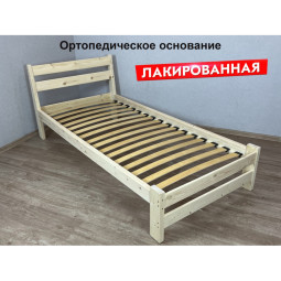 Кровать односпальная Мишка из массива сосны с ортопедическим основанием, лакированная, 90х190 см 410-100012-190