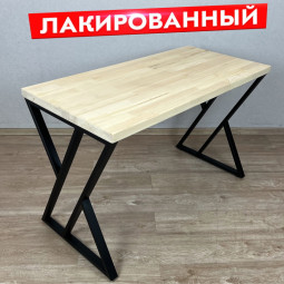 Стол кухонный Loft с лакированной столешницей из массива сосны 40 мм и черными металлическими Z-образными ножками, 140х80х75 см 703-10165