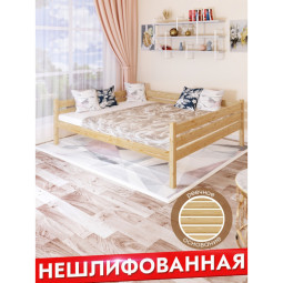 Тахта двуспальная из массива сосны с реечным основанием, 160х190 см (габариты 170х200), без шлифовки и покраски tahta160-190net