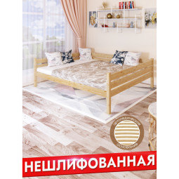 Тахта двуспальная из массива сосны с ортопедическим основанием, 120х180 см (габариты 130х190), без шлифовки и покраски tahta120-180net-orto